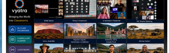 Vyatra — bringing the world into classrooms: in-class excursions, curriculum aligned, livestreams, with guides on location at Uluru, Samarkand, Rishikesh and Ol Kinyei
